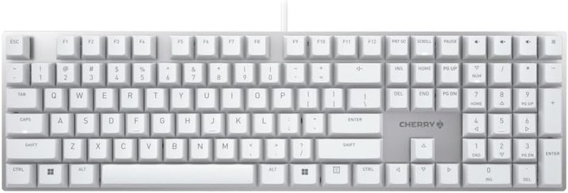 Cherry KC 200 MX Mechanical Office Keyboard with New MX2A switches. Modern Design with Metal Plate Frame. (White W/MX2A Silent Red Switch) - Image 1